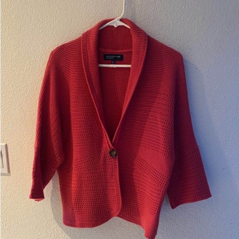 Jones New York Red Open-Front Cardigan